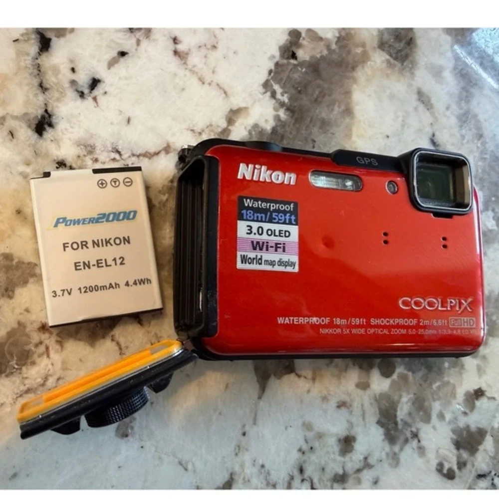Nikon Coolpix AW110 Digital Camera Waterproof WiFi GPS Japan USB charger battery